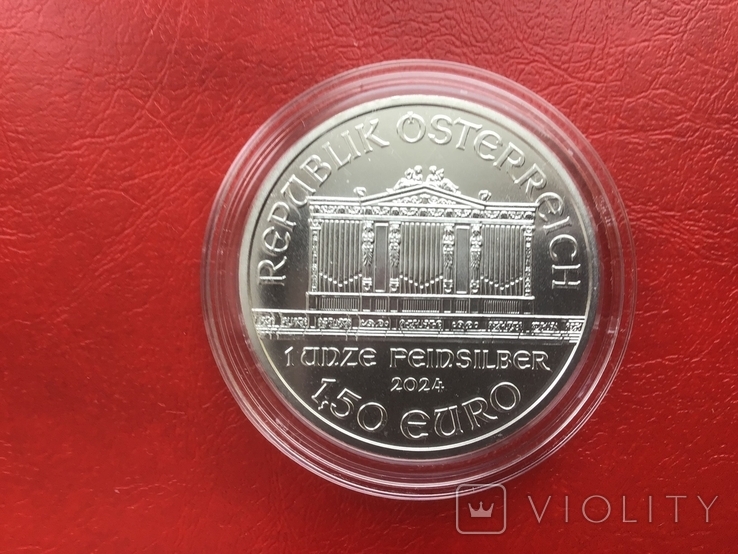 Австрия Венская Филармония 1,5 евро 2024 Серебро 1 oz, фото №2
