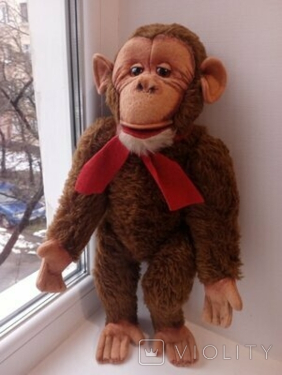 Vintage Monkey Straw Cotter Pin 50cm Toy Igashka GDR, photo number 7