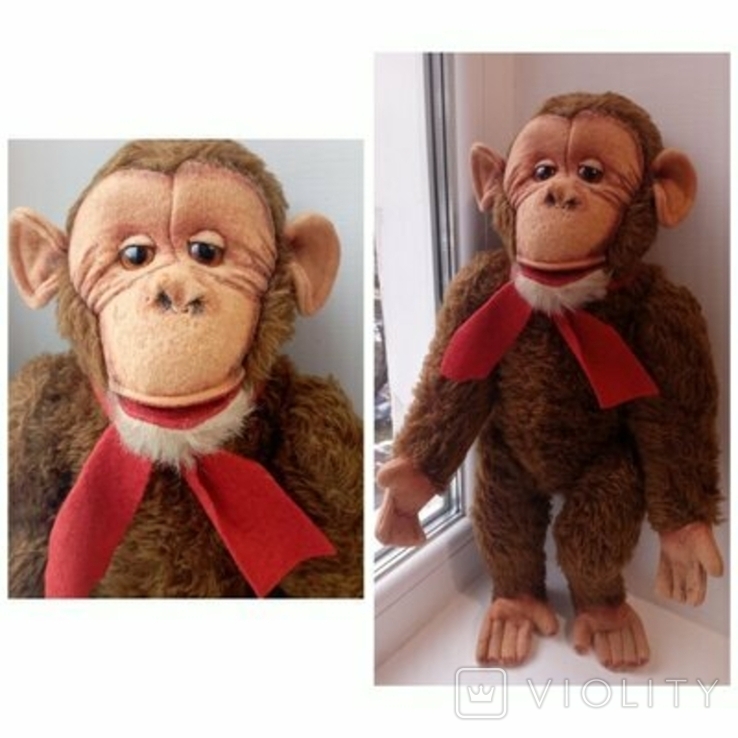 Вінтажна шплінт для солом'яної мавпи 50см іграшка Igashka НДР, фото №8