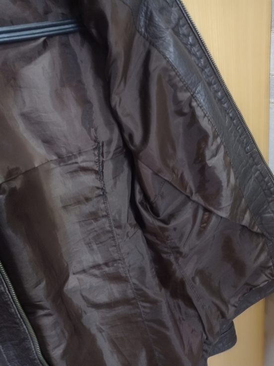 Куртка кожаная коричневая, фото №4