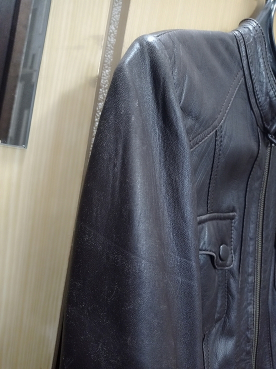 Куртка кожаная коричневая, фото №11