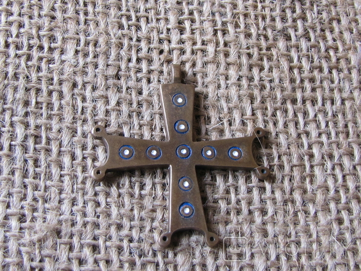 Крест Византийского образца большой с эмалью, фото №2