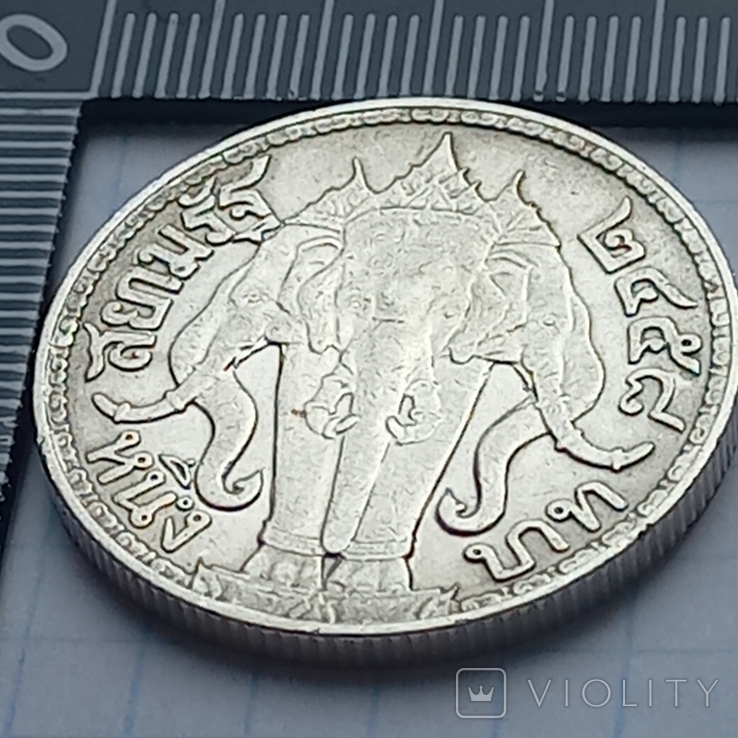 1 бат, Королевство Сиам, 1915 год, король Рама VI, серебро 0.900, 14.85 грамма, фото №5