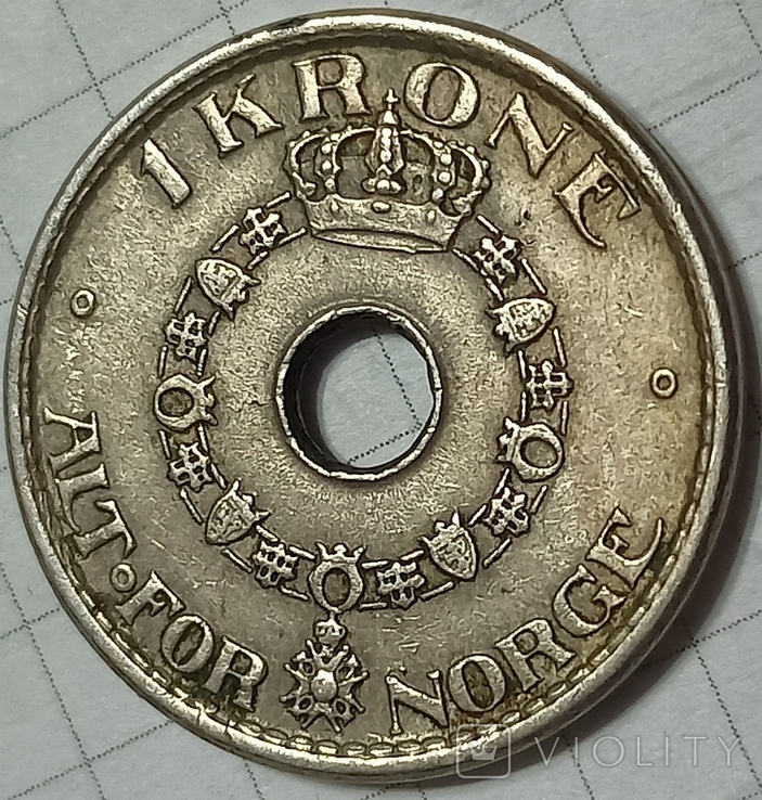 Норвегия 1 крона 1951, фото №3