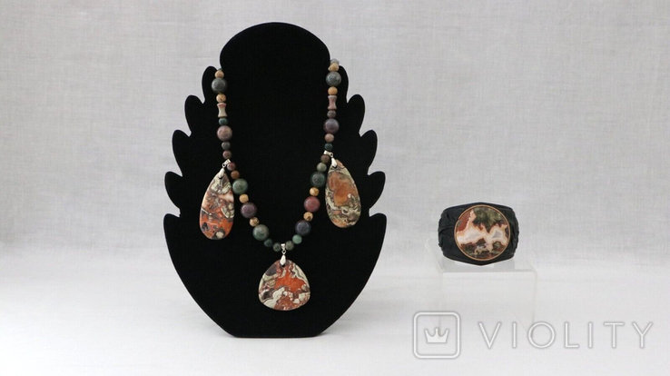 A set of natural stone jewelry, a necklace and a bracelet, photo number 2