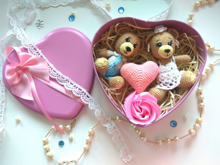 Свадебные мини мишки для букета цветов, подарок на свадьбу, годовщину, весільні ведмедики, фото №2