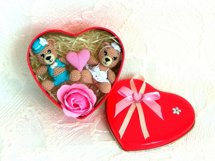 Свадебные мишки для букета цветов, подарок на свадьбу, годовщину, весільні ведмедики, фото №2