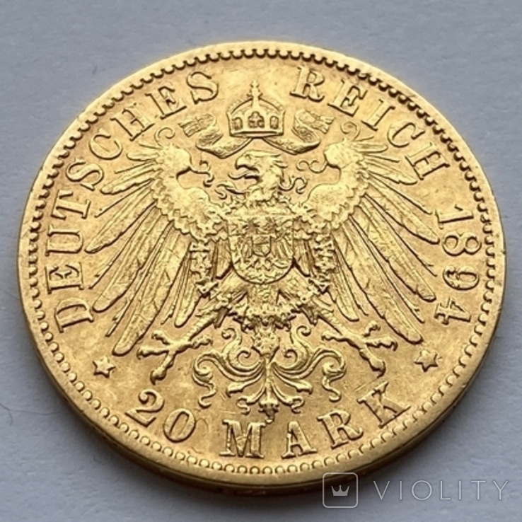 20 марок 1894 г. Саксония, фото №3