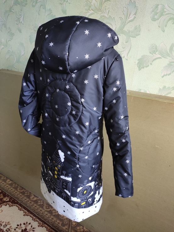 Пальто-плащ демисезон SnowTown с капюшоном ручной работы на стеганом синтепоне, новое, photo number 10