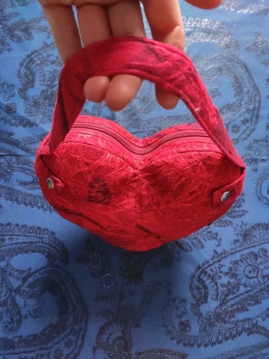 Комплект Сумочка Сердце и минисумочка косметичка из шерсти ручной работы, состояние новое, фото №7