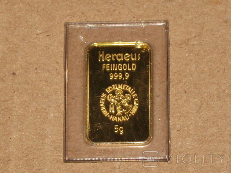 Слиток золота 5 грамм 999,9 золотой злиток 5 грам Правекс Банк, фото №2