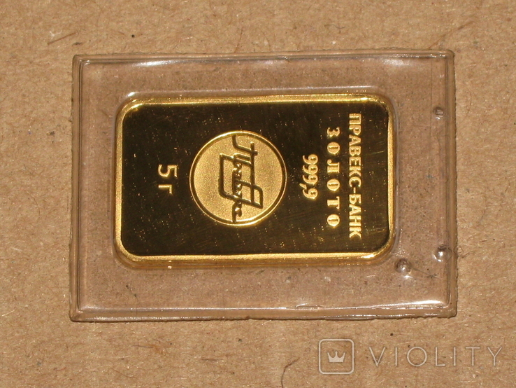 Слиток золота 5 грамм 999,9 золотой злиток 5 грам Правекс Банк, фото №5