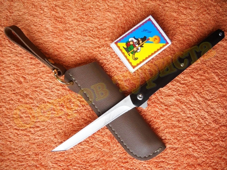 Нож складной полуавтомат на подшипниках Флиппер танто с чехлом, photo number 3