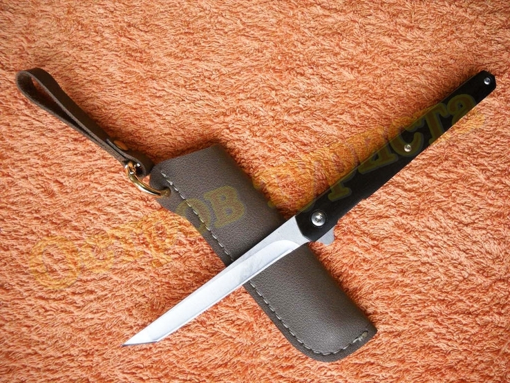 Нож складной полуавтомат на подшипниках Флиппер танто с чехлом, photo number 2