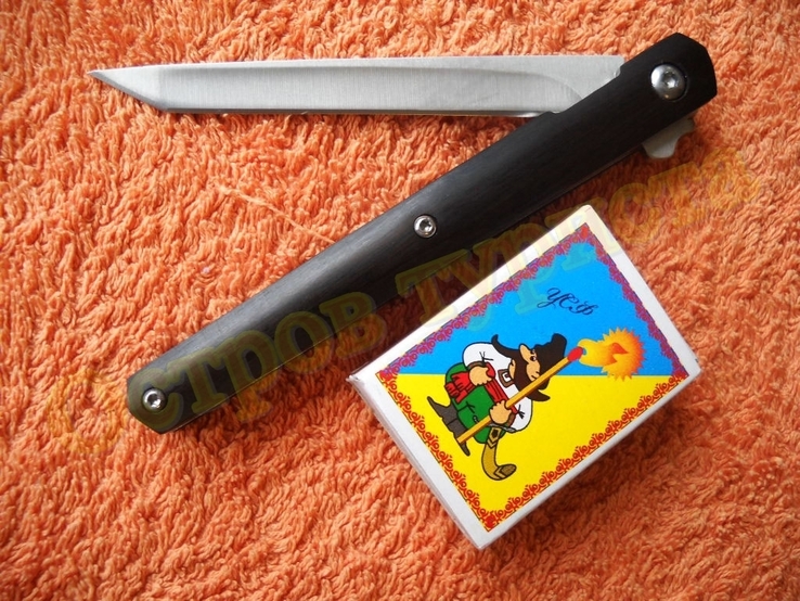 Нож складной полуавтомат на подшипниках Флиппер танто с чехлом, фото №4