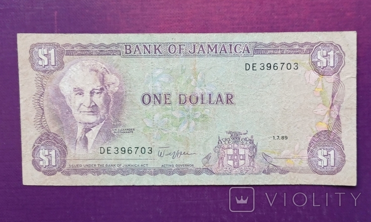 1 долар 1989 рік Ямайка, фото №4
