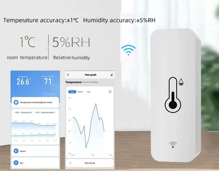 SMART Wi-Fi Датчик температуры и влажности, numer zdjęcia 2