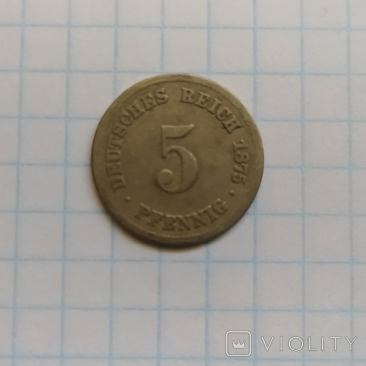 Німеччина, Німецька імперія.5 Pfennig 1875 G, фото №2