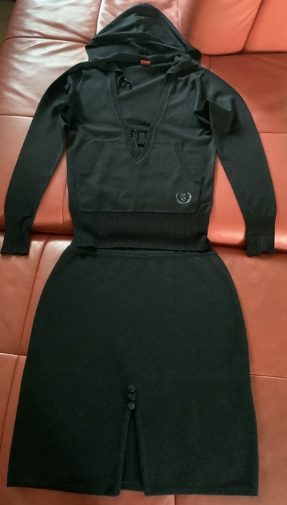 Комплект женский: чёрная юбка худи castro, р.s, фото №2