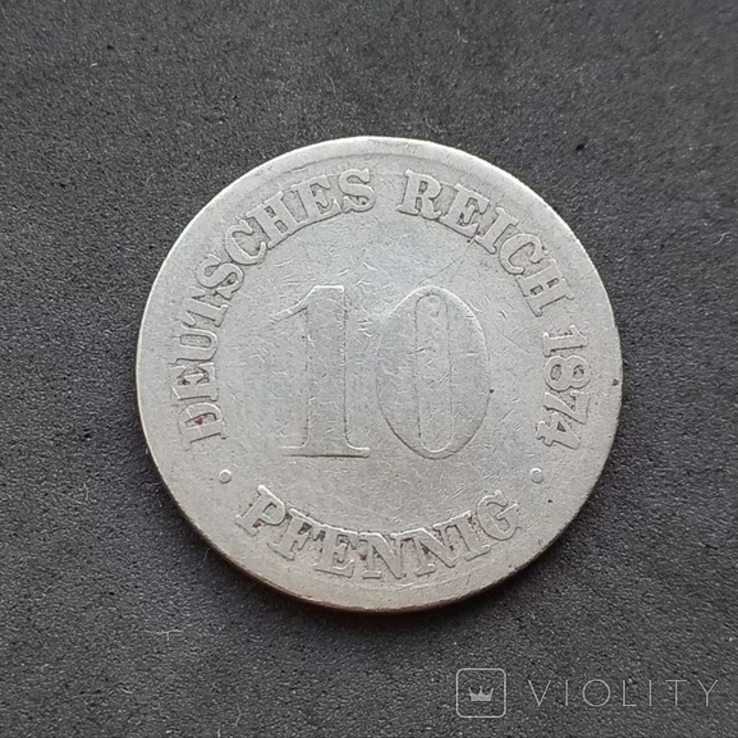 10 пфеннигов 1874 C - Германская Империя, фото №2