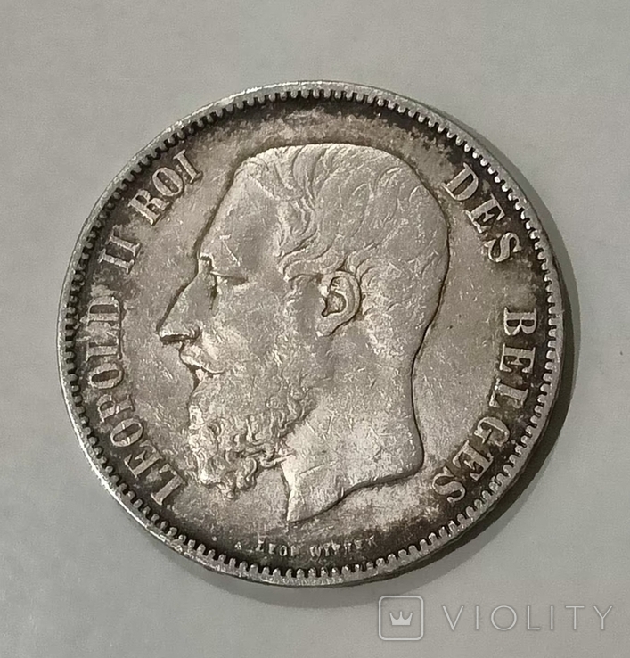 5 франков 1873 года Бельгия патина, фото №8