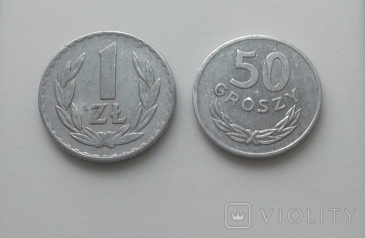  50 грошей, 1 злотый 1974 год. Польша, фото №2