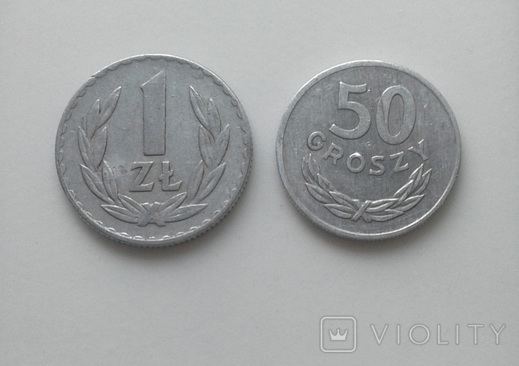  50 грошей, 1 злотый 1974 год. Польша, фото №4