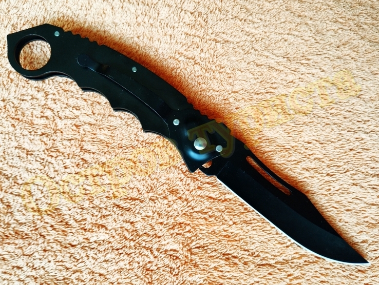 Нож складной выкидной Морской конек на кнопке с клипсой 23.5 см, numer zdjęcia 4