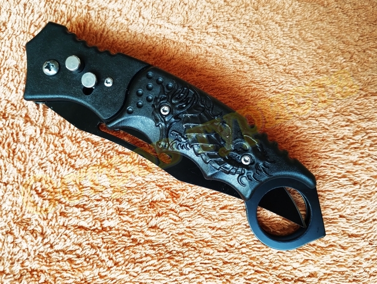 Нож складной выкидной Морской конек на кнопке с клипсой 23.5 см, фото №5