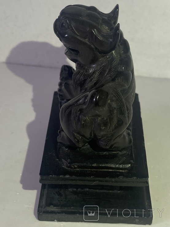 Резная фигурка льва из черного камня.1920гг, фото №8