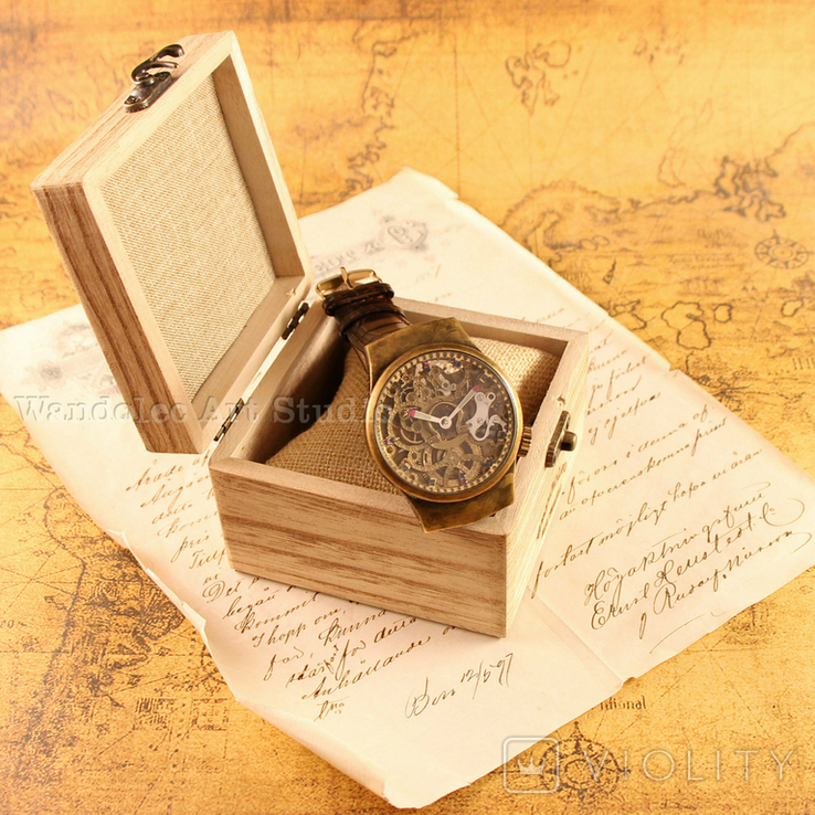 Наручний чоловічий годинник скелетон Wаndolec з механізмом Omega Swiss, 1930, маряж, фото №5