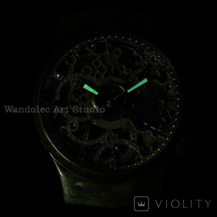 Наручний чоловічий годинник скелетон Wаndolec з механізмом Omega Swiss, 1930, маряж, фото №11