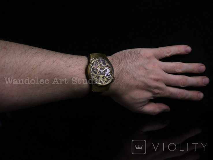 Наручний чоловічий годинник скелетон Wаndolec з механізмом Omega Swiss, 1930, маряж, фото №13