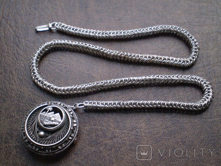 Серебро цепочка с медальоном "Сфинкс и пирамиды" 43,0см 33,80г, фото №2
