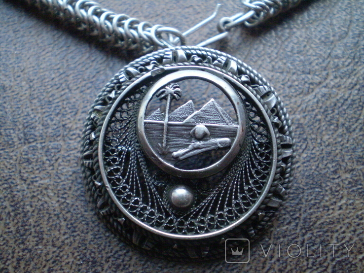 Серебро цепочка с медальоном "Сфинкс и пирамиды" 43,0см 33,80г, фото №4