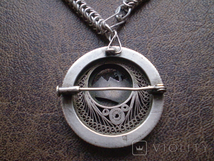 Серебро цепочка с медальоном "Сфинкс и пирамиды" 43,0см 33,80г, фото №5