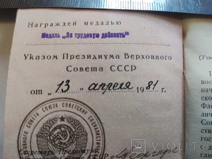 "За трудовую доблесть"-документ + ветеран труда на женщину, фото №12