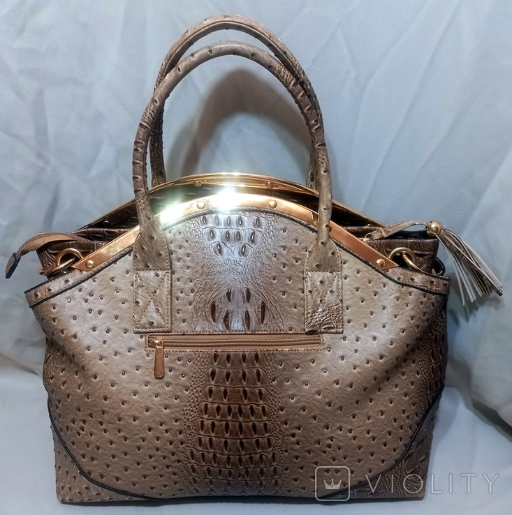  Велика жіноча сумка металева екошкіра нова, фото №6