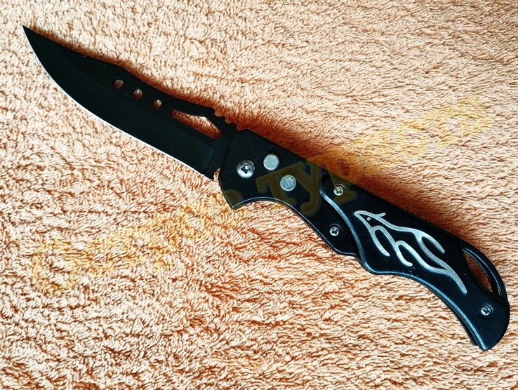 Нож на кнопке выкидной складной с клипсой 21.5 см, фото №2
