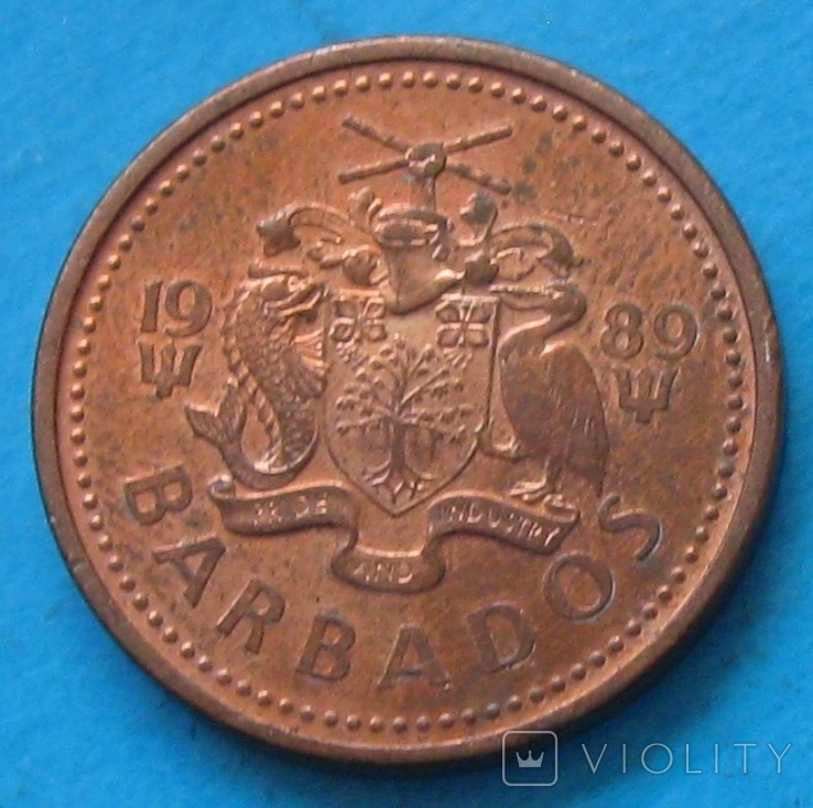 Барбадос 1 цент 1989, фото №2