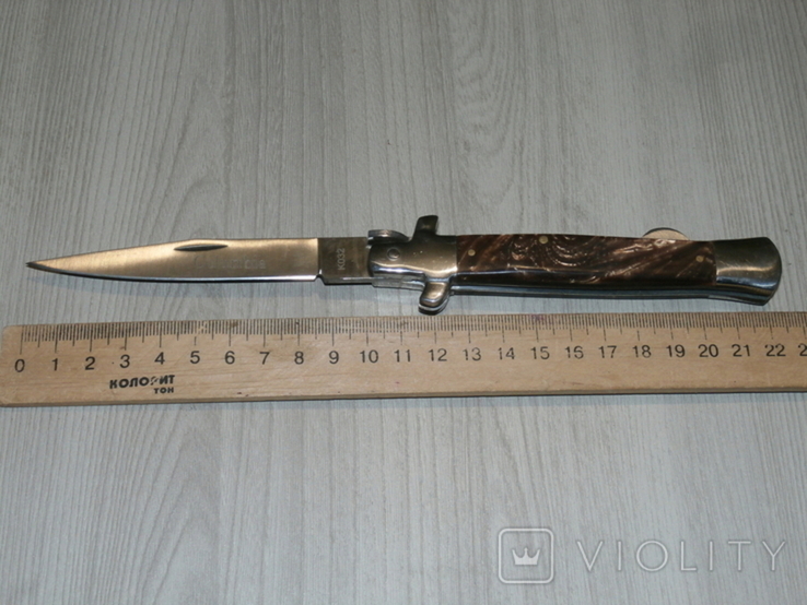 Cкладной нож стилет Colunbia К032 Buffalo horn Classik italian plain (Flat Grind) stilatto, photo number 9