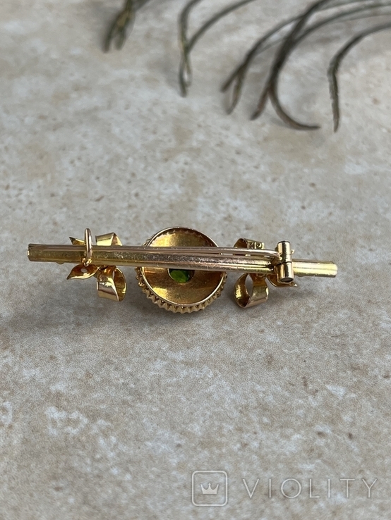 Антикварна вікторіанського золота брошка з мікро перлинами. Золото 12К, фото №6
