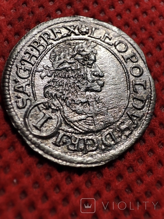 Австрия. Леопольд 1. 1677 год. 1 крейцер. серебро., фото №2