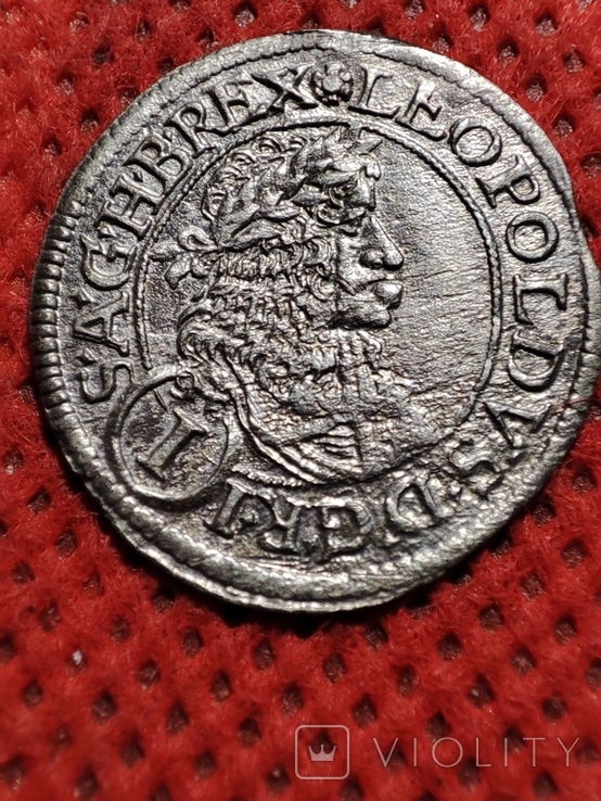 Австрия. Леопольд 1. 1677 год. 1 крейцер. серебро., фото №3