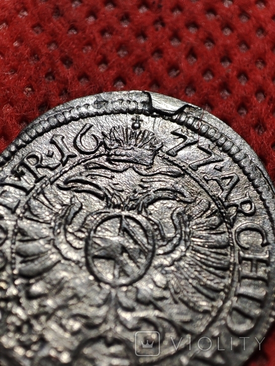 Австрия. Леопольд 1. 1677 год. 1 крейцер. серебро., фото №9
