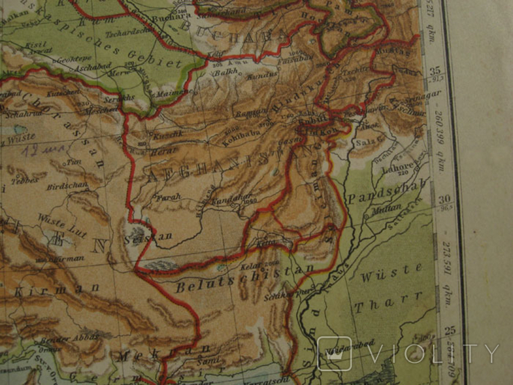 Палестина, Иерусалим. Передняя Азия, карта 1910г, 31х36 см, фото №9