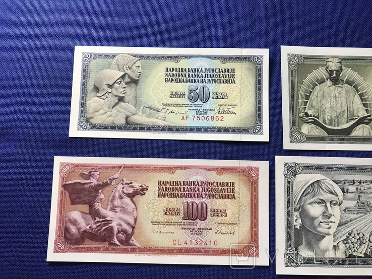 Югославия 50 100 500 1000 Динар 1978 1981 1986 г. 4 шт, фото №3