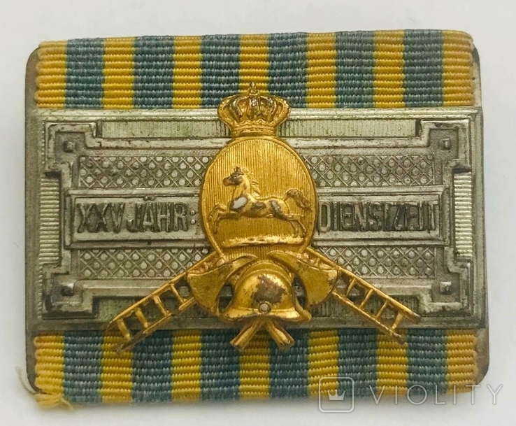 Герцогство Брауншвейг - Почетная медаль пожарной охраны 2-й степени за 25 лет выслуги 1887, фото №2