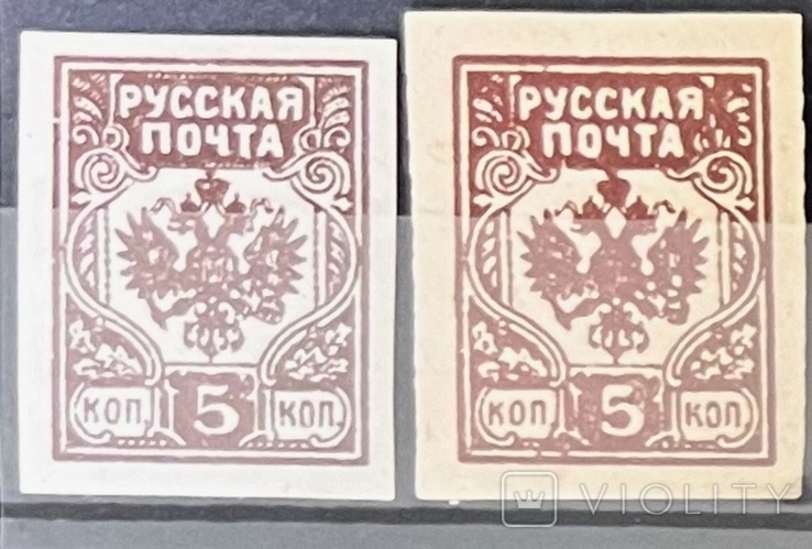 Гражданская война. русская почта 5коп б/з (вариации) 1919*