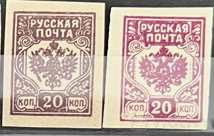 Гражданская война. русская почта 20коп б/з (вариации) 1919*